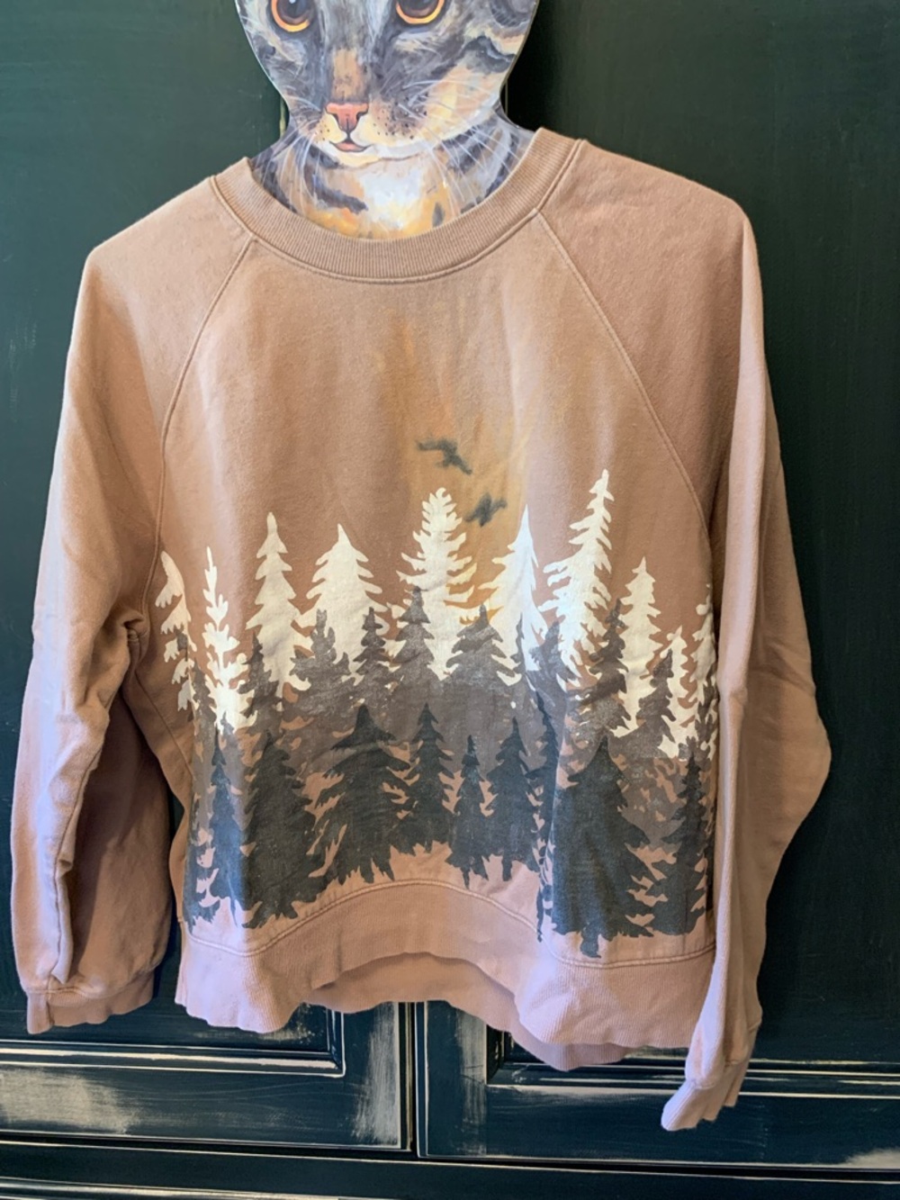 Custom painted sweatshirt of forest